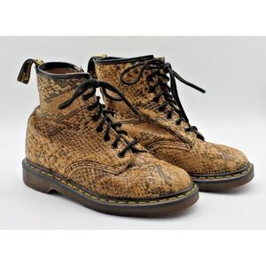 Dr. Martens Reptile Print Leather Boots - Vintage 1990's Docs - Ladies size 8 US